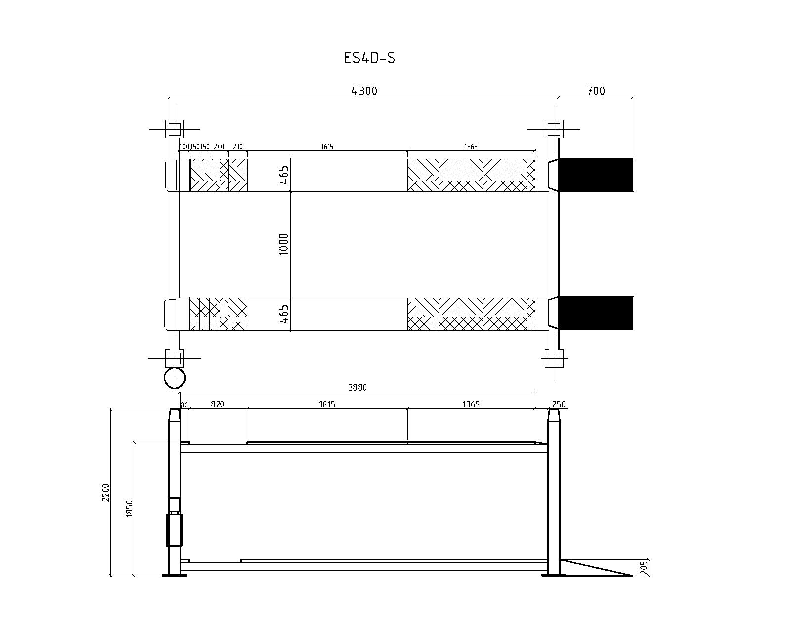 Комплект ES4D-S Подъемник 4-хст. г/п 4,0т,эл/гидр. с трав.+7212 T Стенд сход-развал Техно Вектор