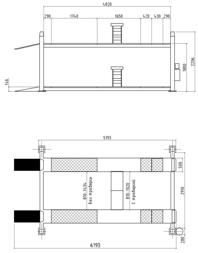 Комплект F4D-4 Подъемник 4-хст. г/п 4т,эл/гидр. с траверсой+T 7212 TAB Стенд сход-развал 3D